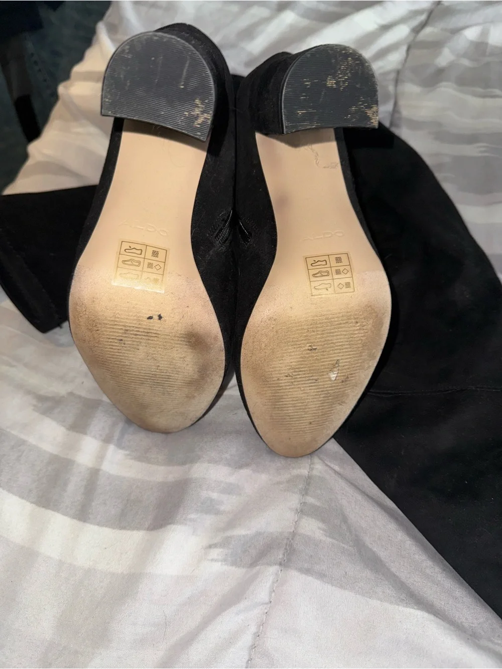 Aldo Black Over-The-Knee Block Heel Boots